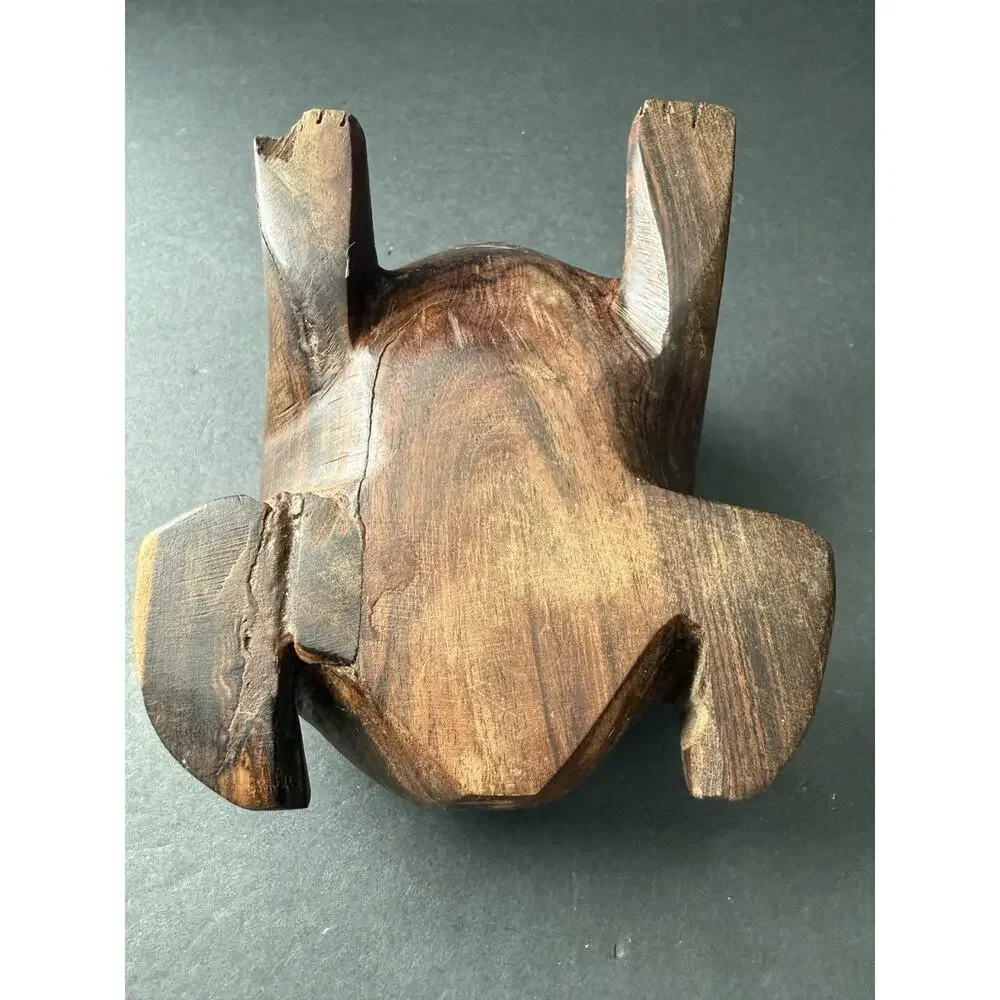Handcarved Wooden Frog Trinket Box Stash Box Handcrafted Boho Artisan Whimsy MCM